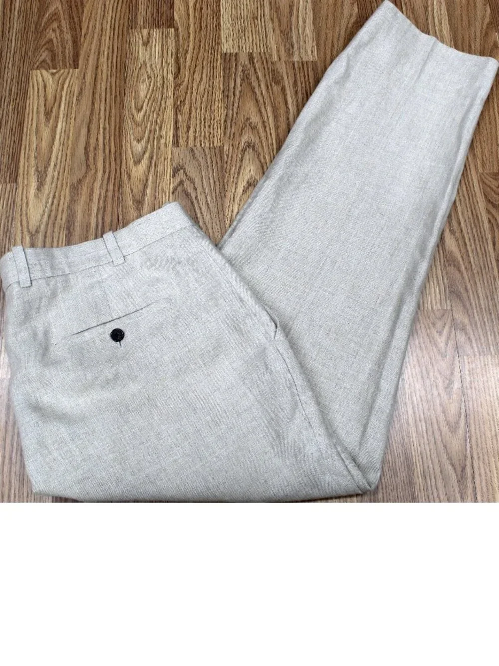 Sz 38W x 29L | 100% LINEN BESPOKE STUDIO SUITES REGULAR FIT PANTS KHAKI